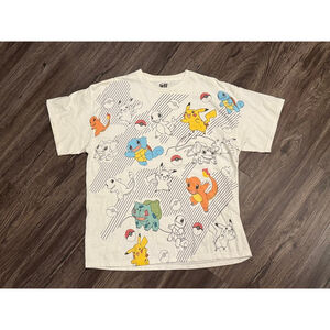 Pokémon Graphic T Shirt Pikachu Charmander Squirtle Bulbasaur Men’s Sz Large